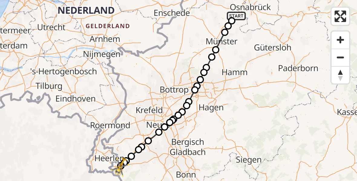 Flugroute Ambulanzhubschrauber Lengerich - Rhein-Maas Hospital, 14 Juni 2026, 17:32