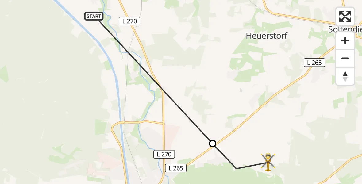 Flugroute Rettungshubschrauber Wrestedt - Bad Bodenteich, 14 Juni 2026, 18:54