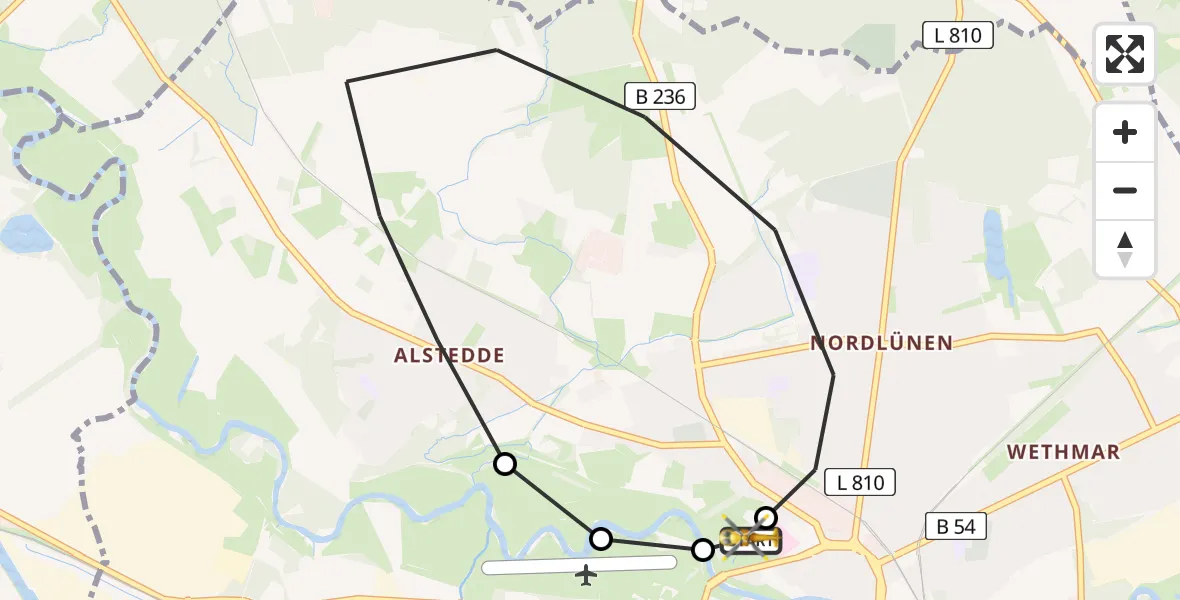 Flugroute Rettungshubschrauber Sankt Marien Hospital - Sankt Marien Hospital, 14 Juni 2026, 19:58