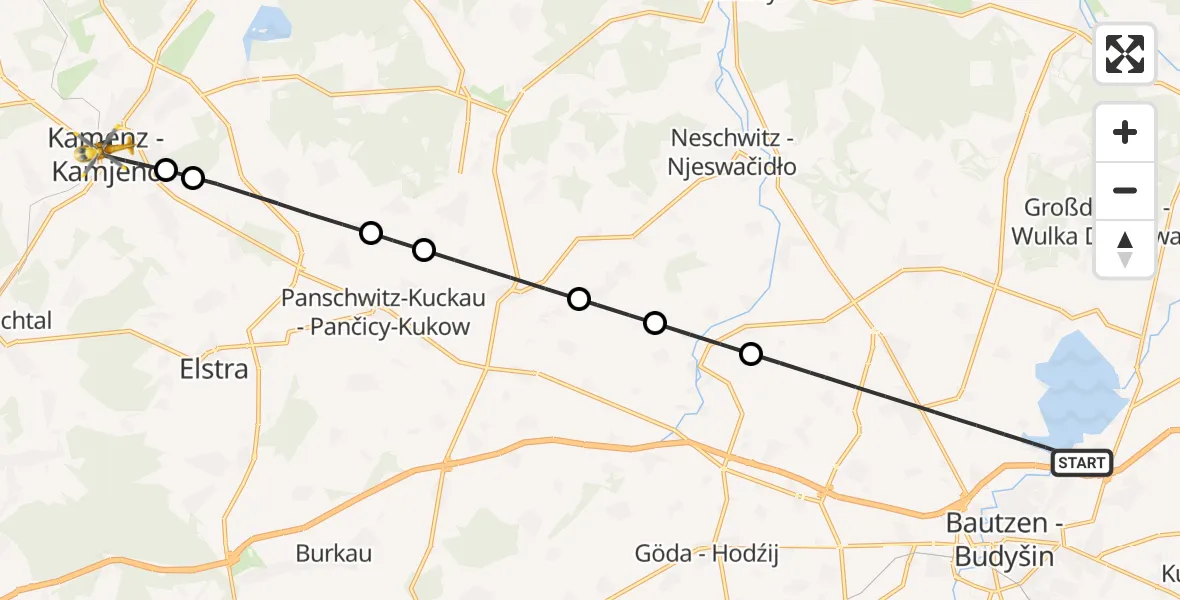 Flugroute Rettungshubschrauber Bautzen - Kamenz, 15 Juni 2026, 06:53