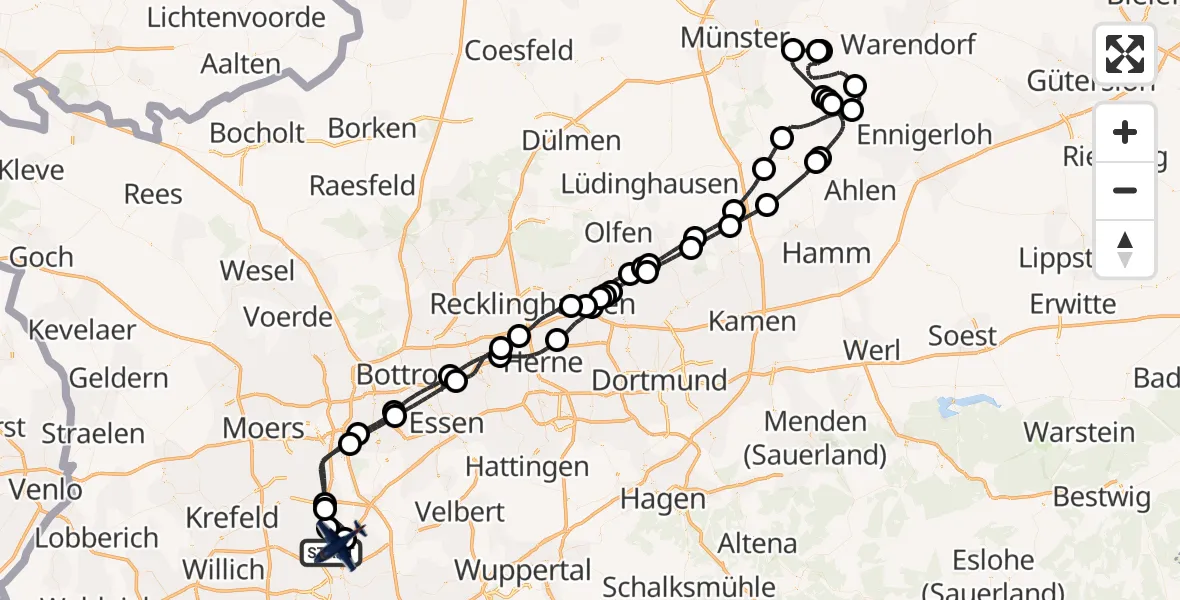 Flugroute Polizeiflugzeug Düsseldorf Flughafen - Düsseldorf Flughafen, 15 Juni 2026, 07:31