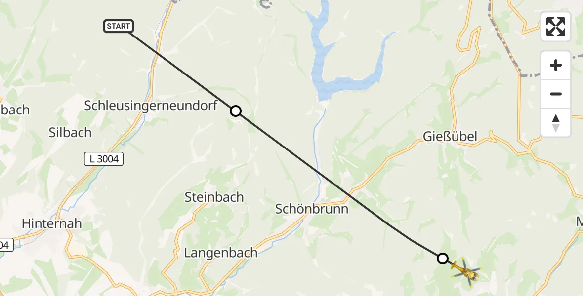 Flugroute Rettungshubschrauber Schleusingen - Masserberg, 15 Juni 2026, 07:31