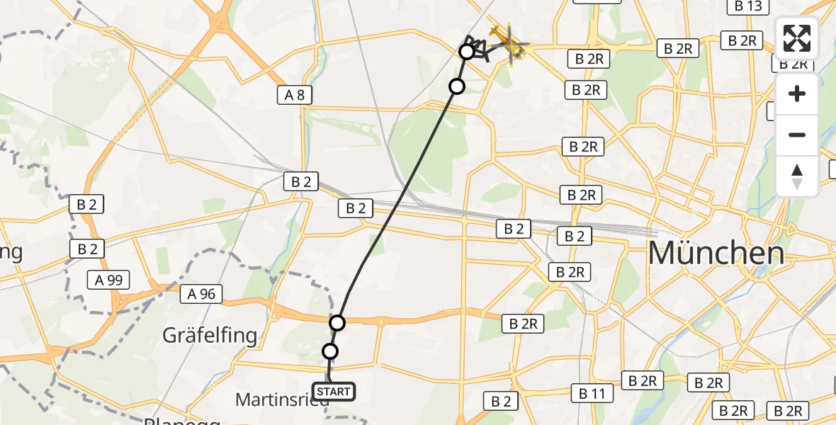 Flugroute Rettungshubschrauber DRF Air Rescue München Hubschrauberlandeplatz - München, 15 Juni 2026, 09:20