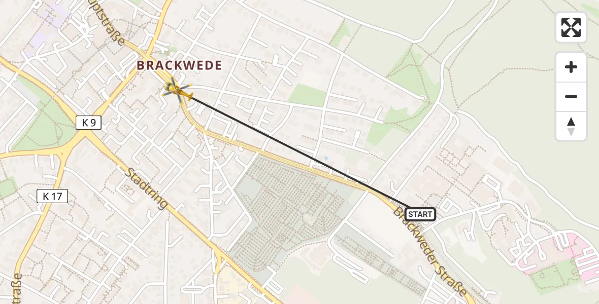 Flugroute Rettungshubschrauber Luftrettungszentrum Bielefeld - Bielefeld, 15 Juni 2026, 09:27