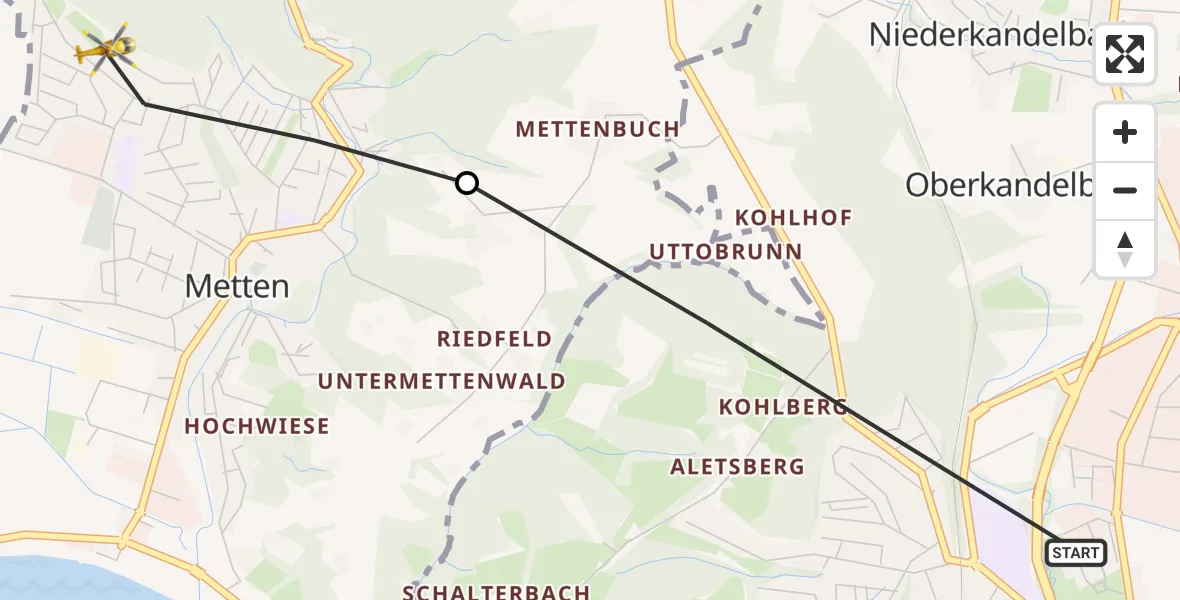 Flugroute Rettungshubschrauber Deggendorf - Metten, 15 Juni 2026, 09:36