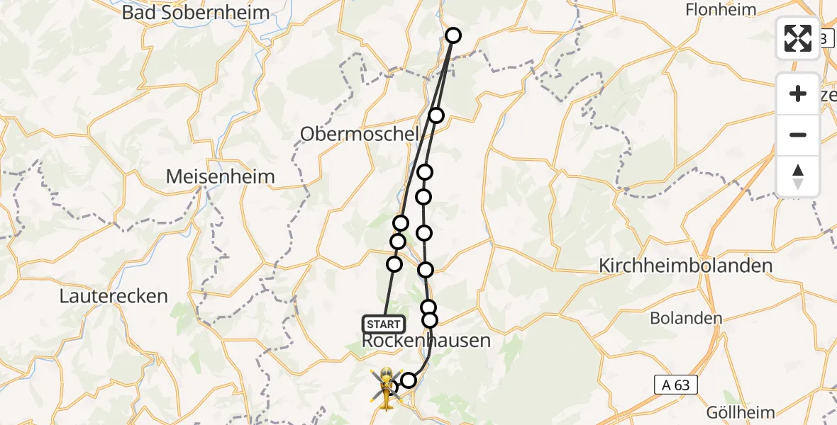 Flugroute Rettungshubschrauber Katzenbach - Imsweiler UL, 15 Juni 2026, 09:36