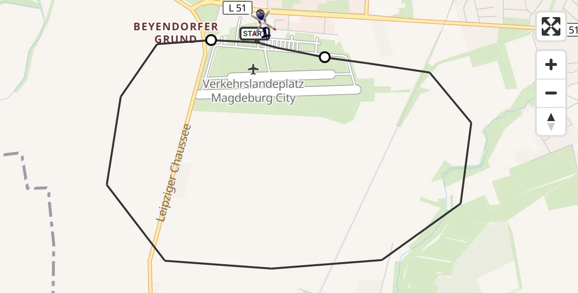 Flugroute Polizeihubschrauber Magdeburg City Flugplatz - Magdeburg City Flugplatz, 15 Juni 2026, 09:57