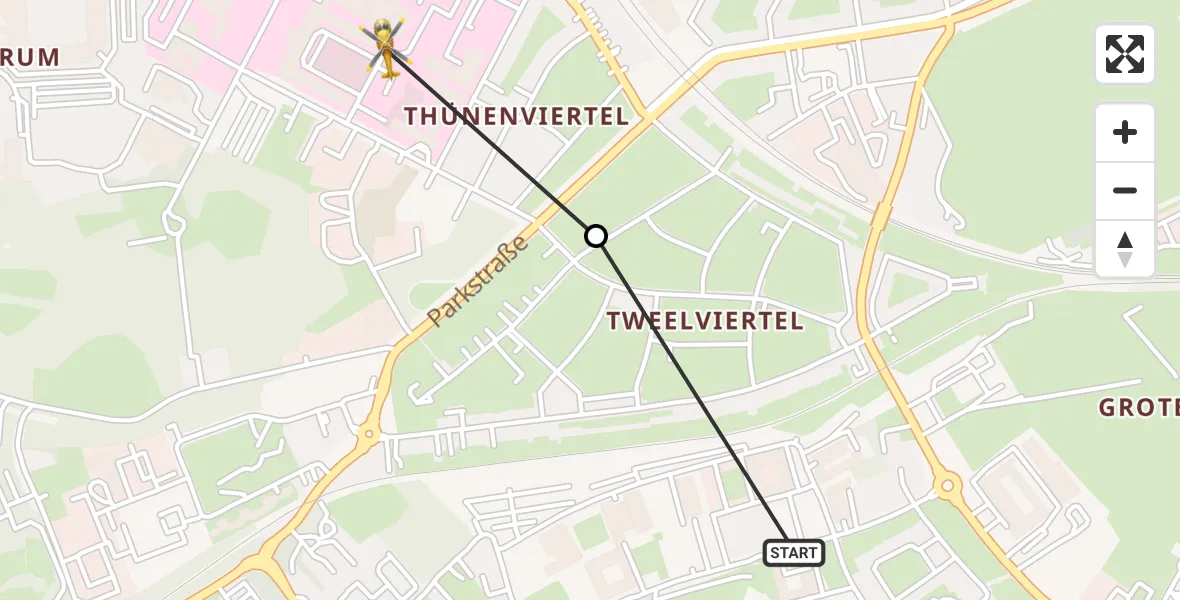 Flugroute Rettungshubschrauber Rostock - Rostock University Hubschrauberlandeplatz, 15 Juni 2026, 10:31