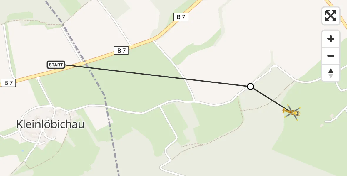 Flugroute Rettungshubschrauber Großlöbichau - Bürgel, 15 Juni 2026, 10:33