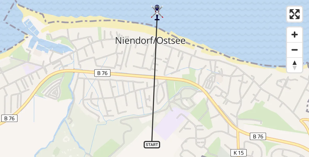 Flugroute Polizeihubschrauber Timmendorfer Strand - Timmendorfer Strand, 15 Juni 2026, 10:33