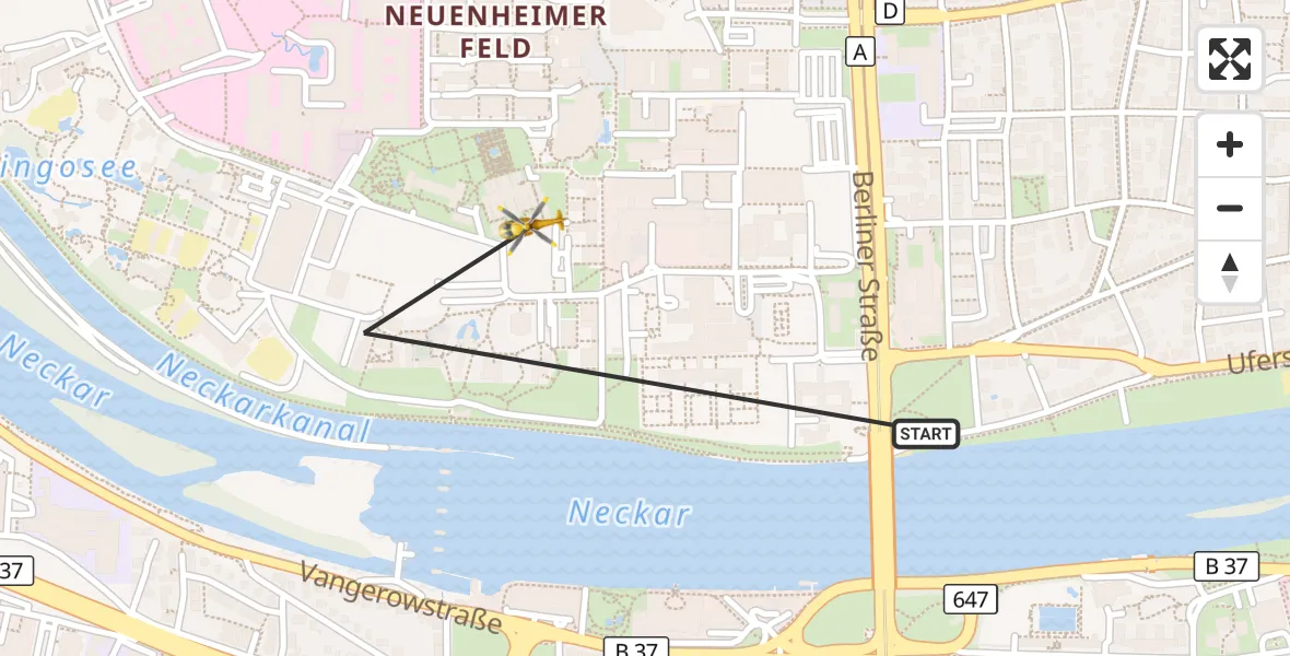 Flugroute Rettungshubschrauber Heidelberg - Heidelberg, 15 Juni 2026, 10:37