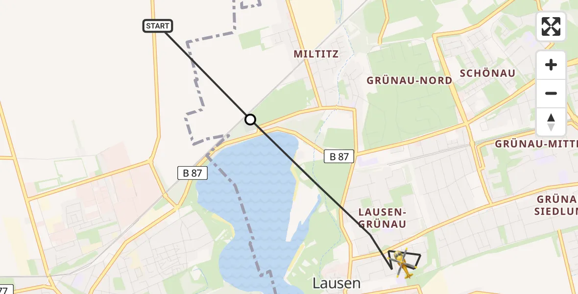 Flugroute Rettungshubschrauber Markranstädt - Leipzig, 15 Juni 2026, 11:36
