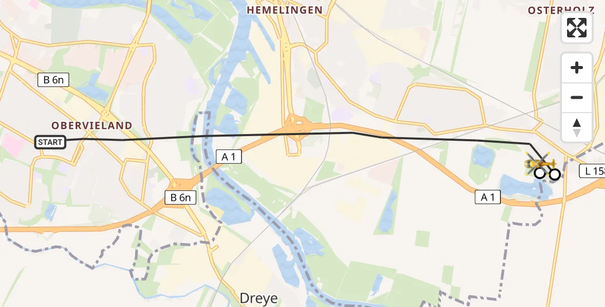 Flugroute Rettungshubschrauber Bremen - Bremen, 15 Juni 2026, 12:04