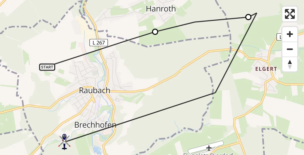 Flugroute Polizeihubschrauber Raubach - Raubach, 15 Juni 2026, 12:07