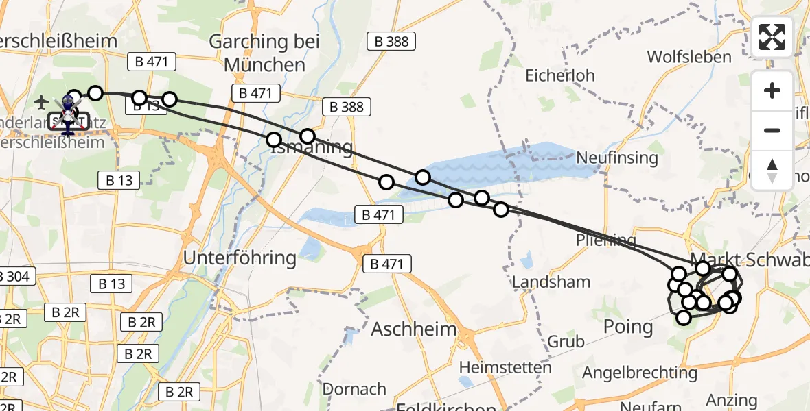 Flugroute Polizeihubschrauber Oberschleißheim - Oberschleißheim, 15 Juni 2026, 12:20
