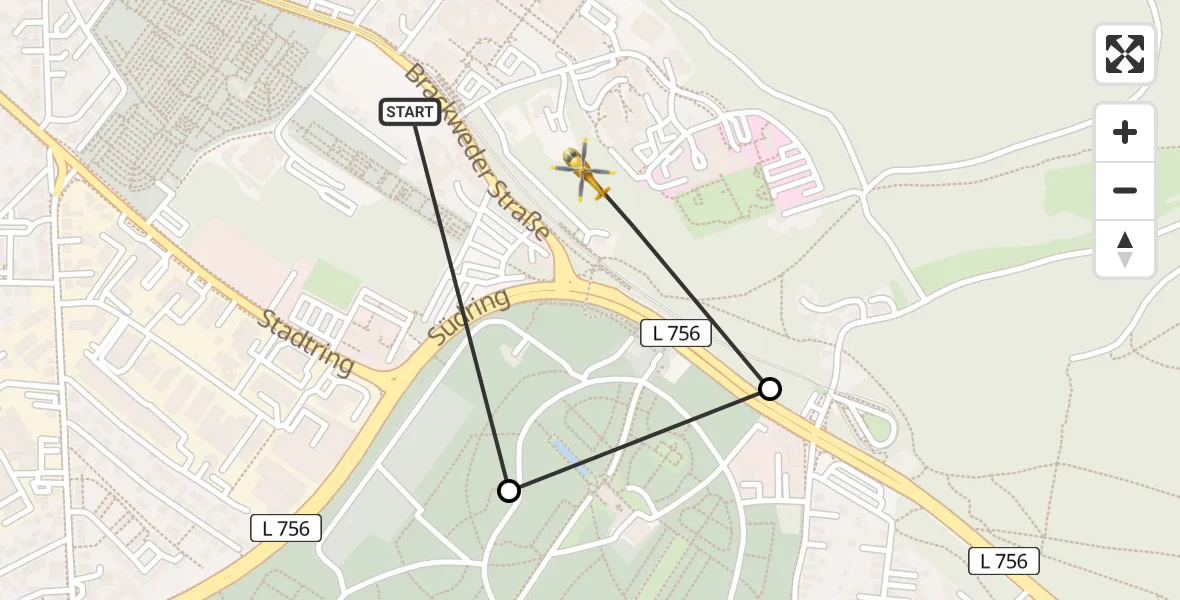 Flugroute Rettungshubschrauber Luftrettungszentrum Bielefeld - Luftrettungszentrum Bielefeld, 15 Juni 2026, 12:44