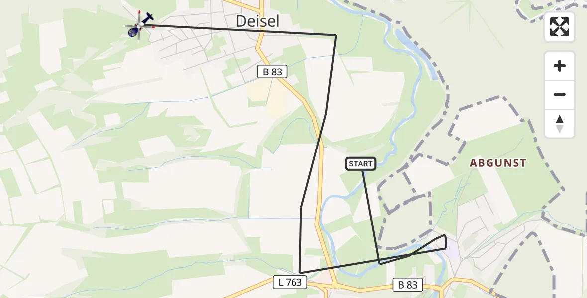 Flugroute Polizeihubschrauber Trendelburg - Trendelburg, 15 Juni 2026, 13:28