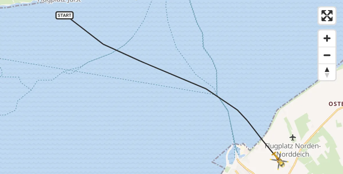 Flugroute Ambulanzhubschrauber Noordzee - Norden, 15 Juni 2026, 13:52