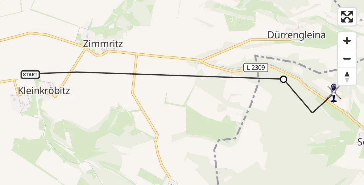 Flugroute Polizeihubschrauber Milda - Altenberga, 15 Juni 2026, 13:57