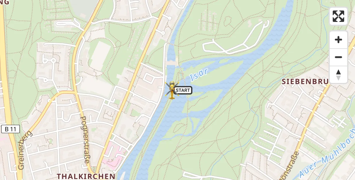 Flugroute Rettungshubschrauber München South Surgical Hospital - München South Surgical Hospital Hubschrauberlandeplatz, 15 Juni 2026, 14:30