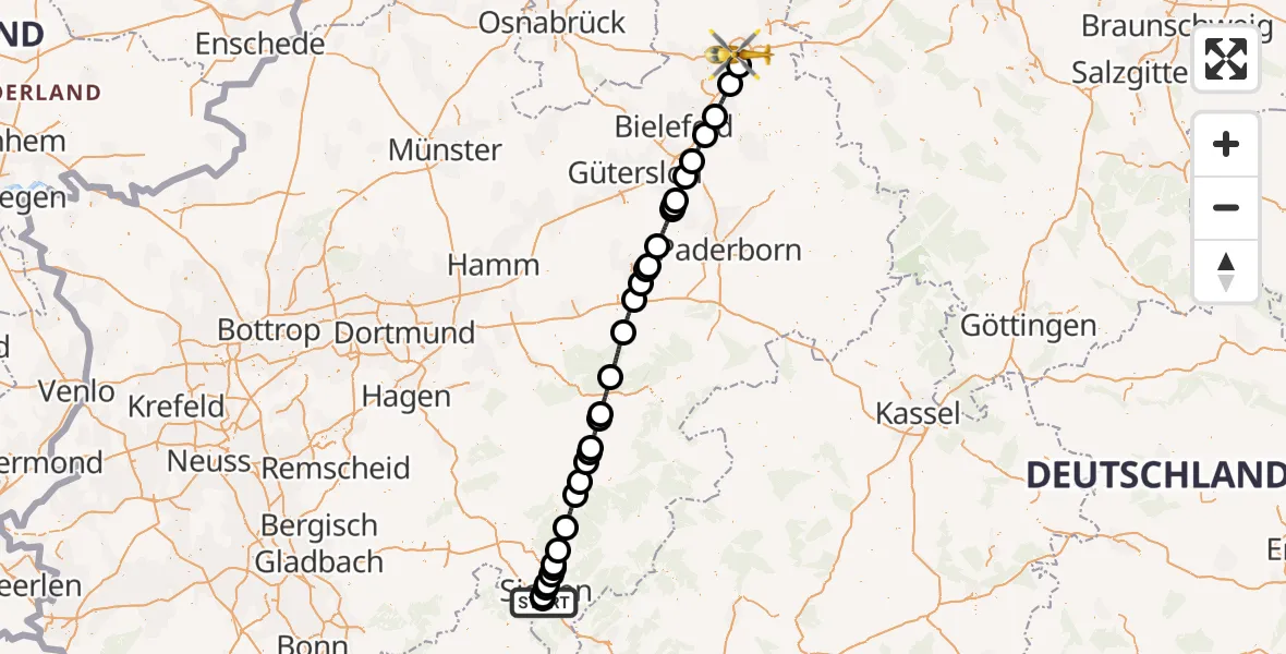 Flugroute Ambulanzhubschrauber Evangelisches Jung-Stilling Hospital - Bad Oeynhausen, 15 Juni 2026, 16:31