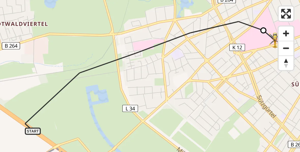Flugroute Rettungshubschrauber Köln - Köln University Hospital, 15 Juni 2026, 18:01