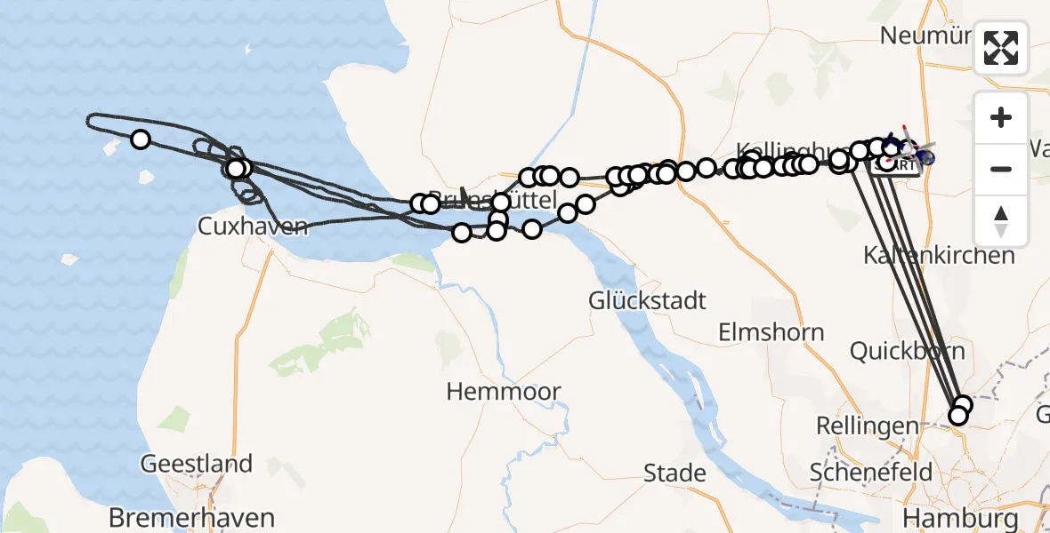 Flugroute Polizeihubschrauber Fuhlendorf - Wiemersdorf, 15 Juni 2026, 23:09