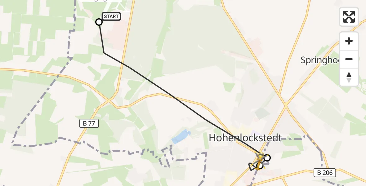 Flugroute Rettungshubschrauber Itzehoe Hungriger Wolf Flugplatz - Hohenlockstedt, 16 Juni 2026, 07:00