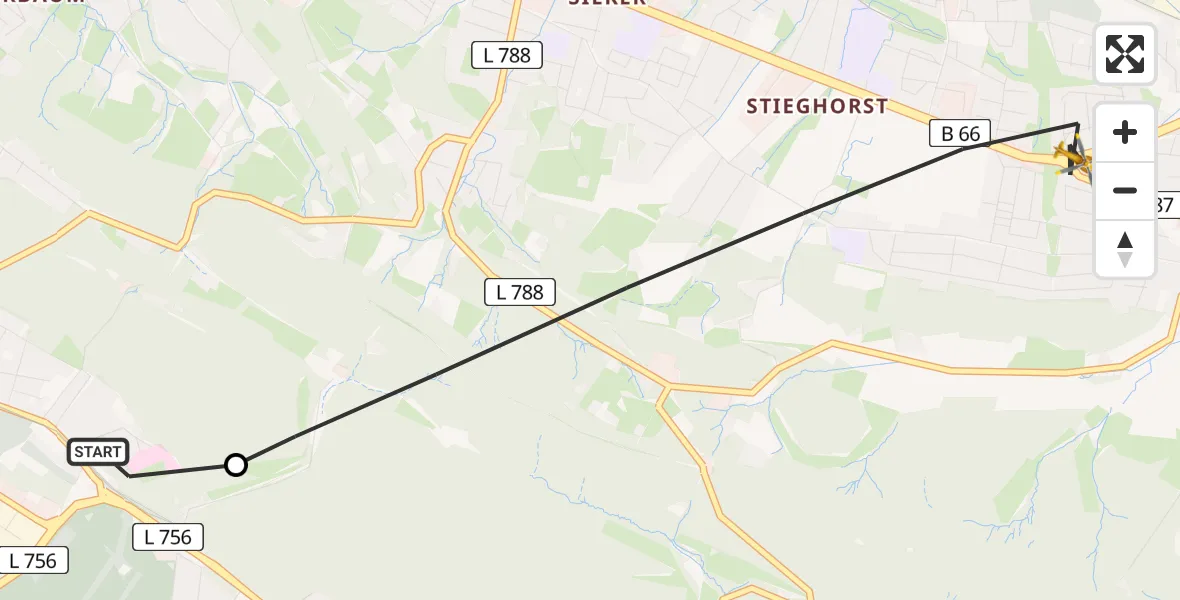 Flugroute Rettungshubschrauber Luftrettungszentrum Bielefeld - Bielefeld, 16 Juni 2026, 07:21