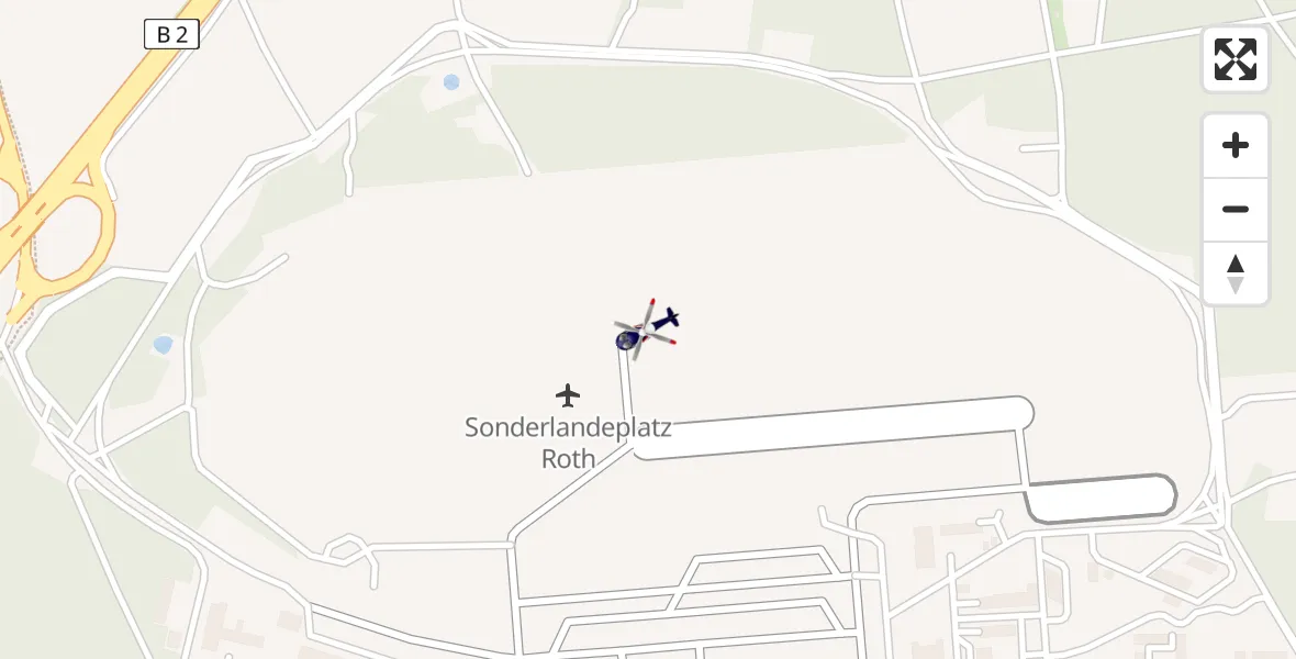 Flugroute Polizeihubschrauber Flugplatz Roth - Flugplatz Roth, 16 Juni 2026, 08:37