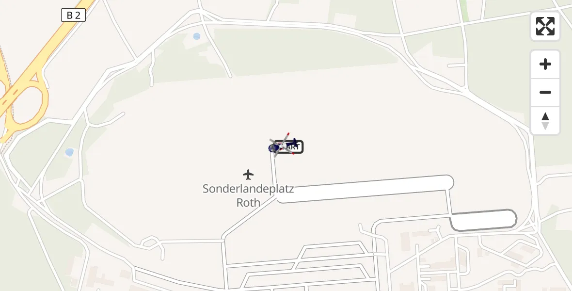 Flugroute Polizeihubschrauber Flugplatz Roth - Flugplatz Roth, 16 Juni 2026, 08:41