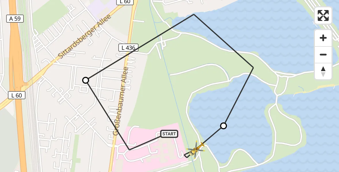 Flugroute Rettungshubschrauber Duisburg Air Rescue Hubschrauberlandeplatz (Christoph 9) - Duisburg Air Rescue Hubschrauberlandeplatz (Christoph 9), 16 Juni 2026, 08:42