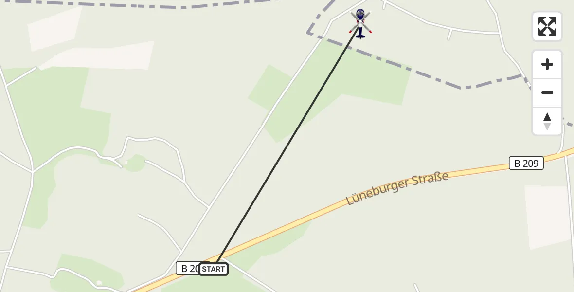 Flugroute Polizeihubschrauber Amelinghausen - Oldendorf (Luhe), 16 Juni 2026, 09:49