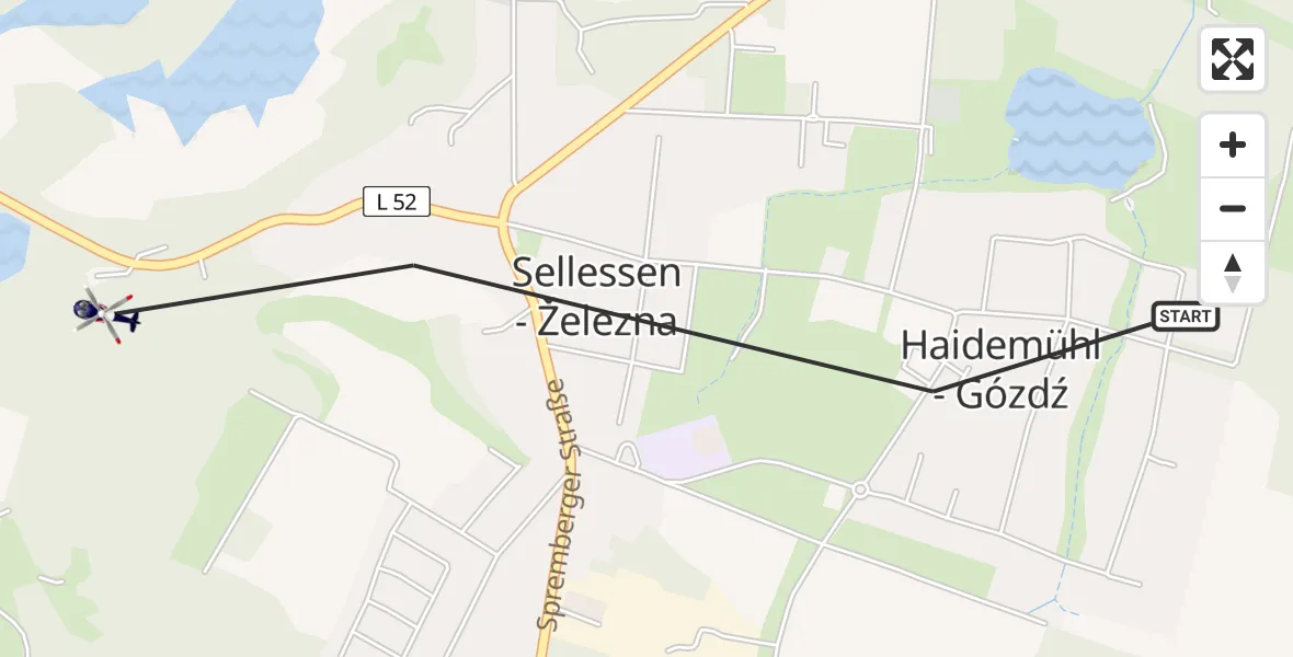 Flugroute Polizeihubschrauber Spremberg - Spremberg, 16 Juni 2026, 09:59