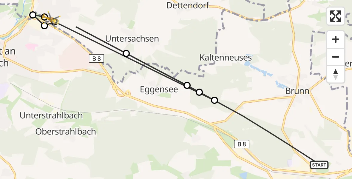 Flugroute Rettungshubschrauber Emskirchen - Diespeck, 16 Juni 2026, 10:30