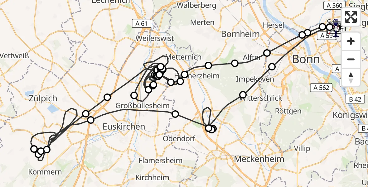 Flugroute Polizeihubschrauber Sankt Augustin - Sankt Augustin, 16 Juni 2026, 11:09