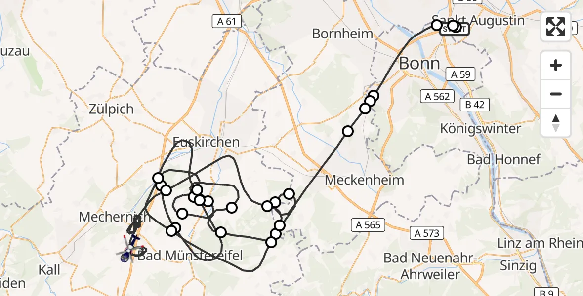 Flugroute Polizeihubschrauber Sankt Augustin - Mechernich, 16 Juni 2026, 11:09