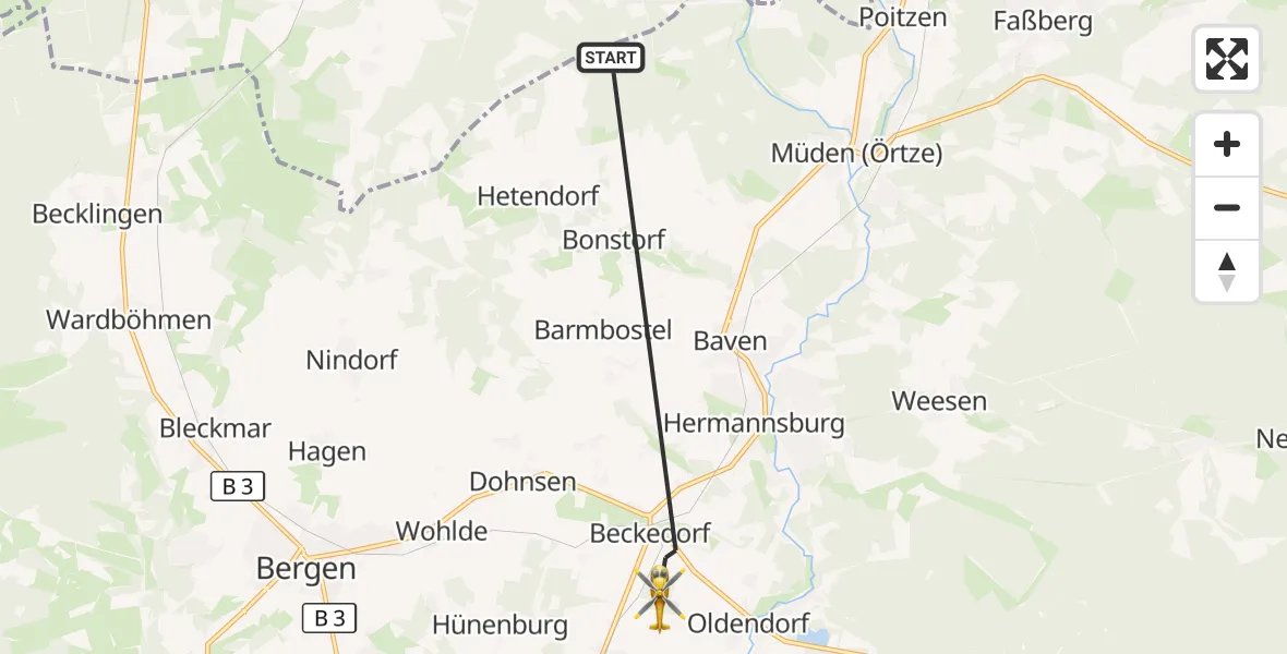 Flugroute Rettungshubschrauber Südheide - Südheide, 16 Juni 2026, 11:27