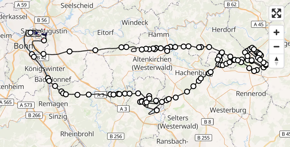 Flugroute Polizeihubschrauber Sankt Augustin - Sankt Augustin, 16 Juni 2026, 11:30