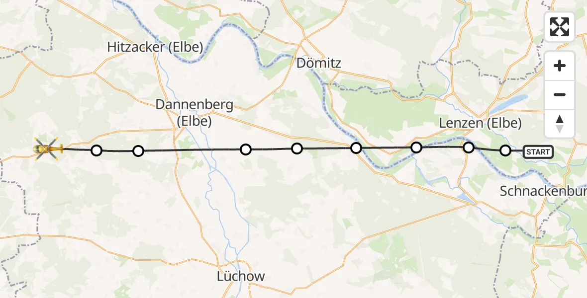 Flugroute Rettungshubschrauber Lanz - Zernien, 16 Juni 2026, 11:33