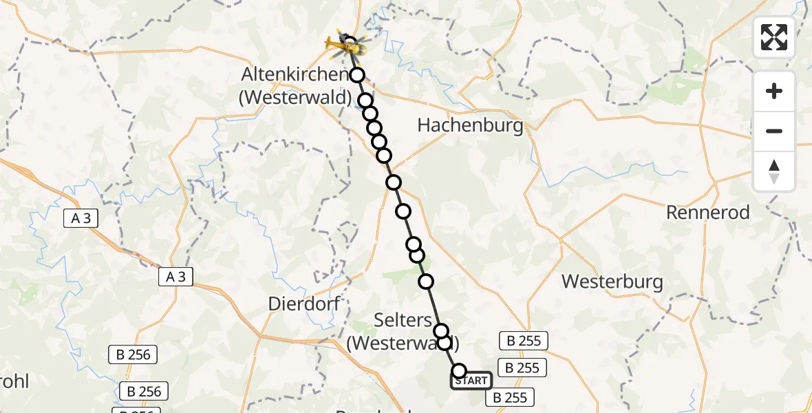 Flugroute Rettungshubschrauber Ötzingen - Eichelhardt, 16 Juni 2026, 11:57