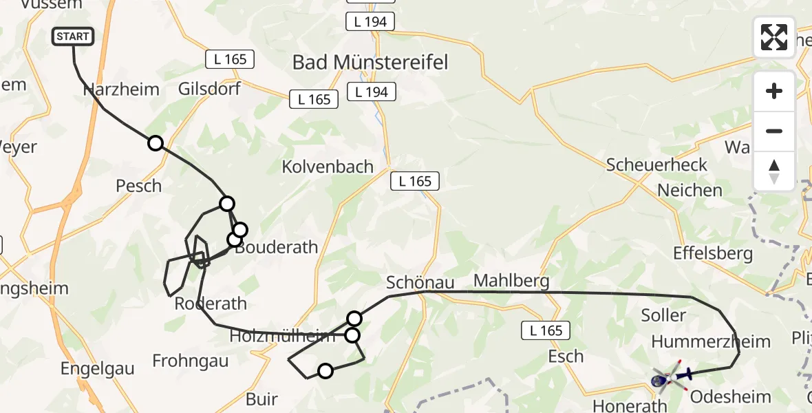 Flugroute Polizeihubschrauber Mechernich - Bad Münstereifel, 16 Juni 2026, 12:33