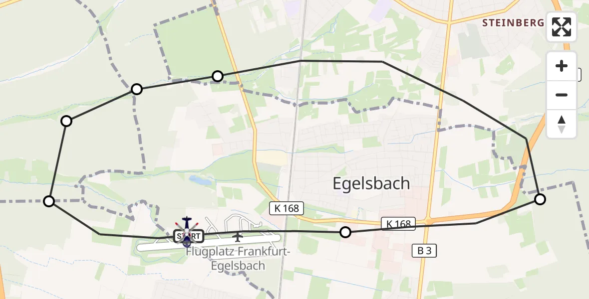 Flugroute Polizeihubschrauber Flughafen Frankfurt-Egelsbach - Flughafen Frankfurt-Egelsbach, 16 Juni 2026, 13:13