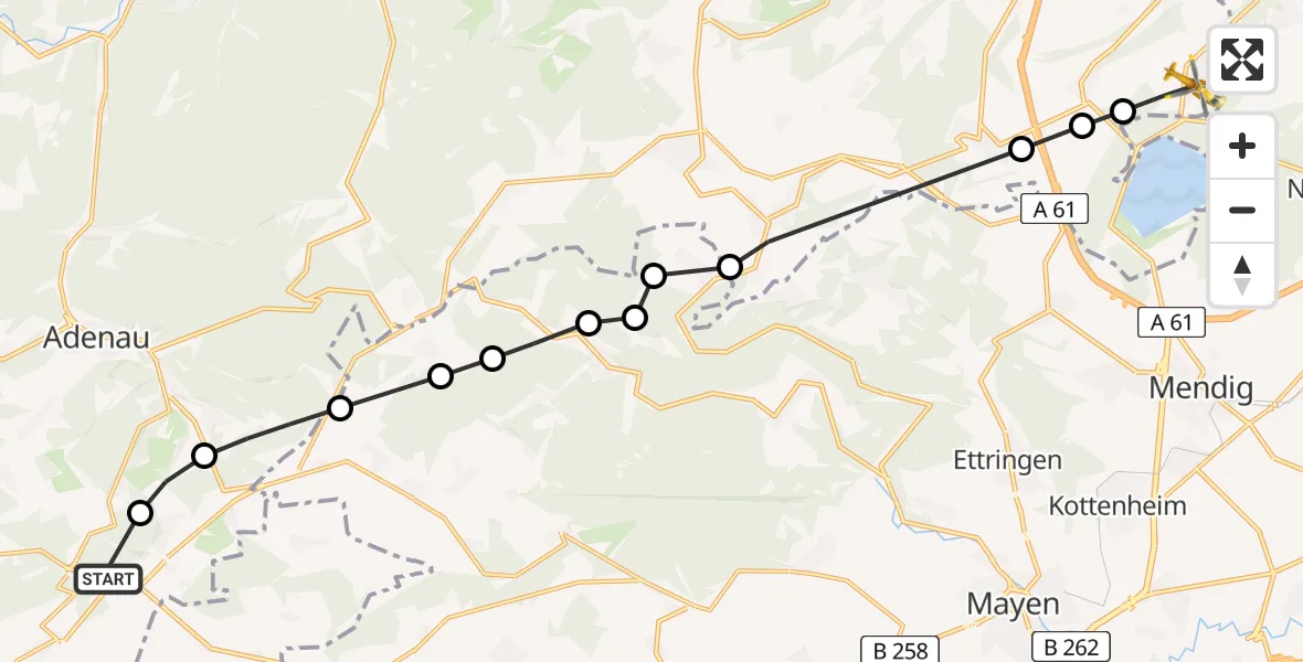 Flugroute Ambulanzhubschrauber Nürburg - Wassenach, 16 Juni 2026, 13:23