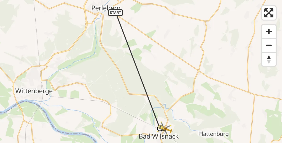 Flugroute Rettungshubschrauber Perleberg - Bad Wilsnack, 16 Juni 2026, 13:41