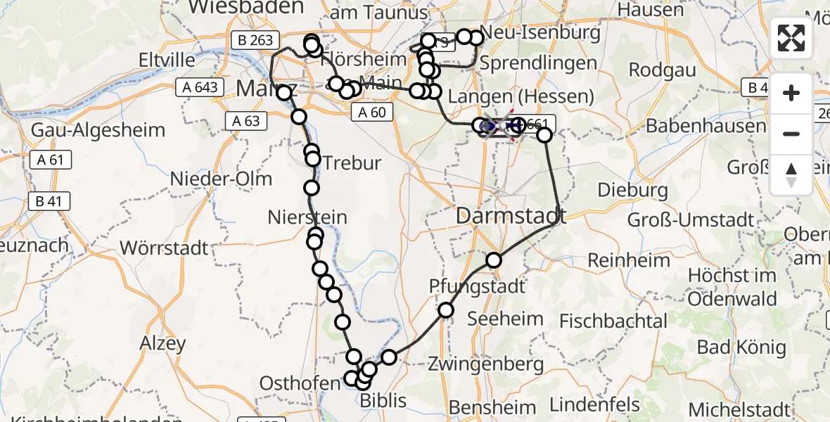 Flugroute Polizeihubschrauber Flughafen Frankfurt-Egelsbach - Flughafen Frankfurt-Egelsbach, 16 Juni 2026, 14:18