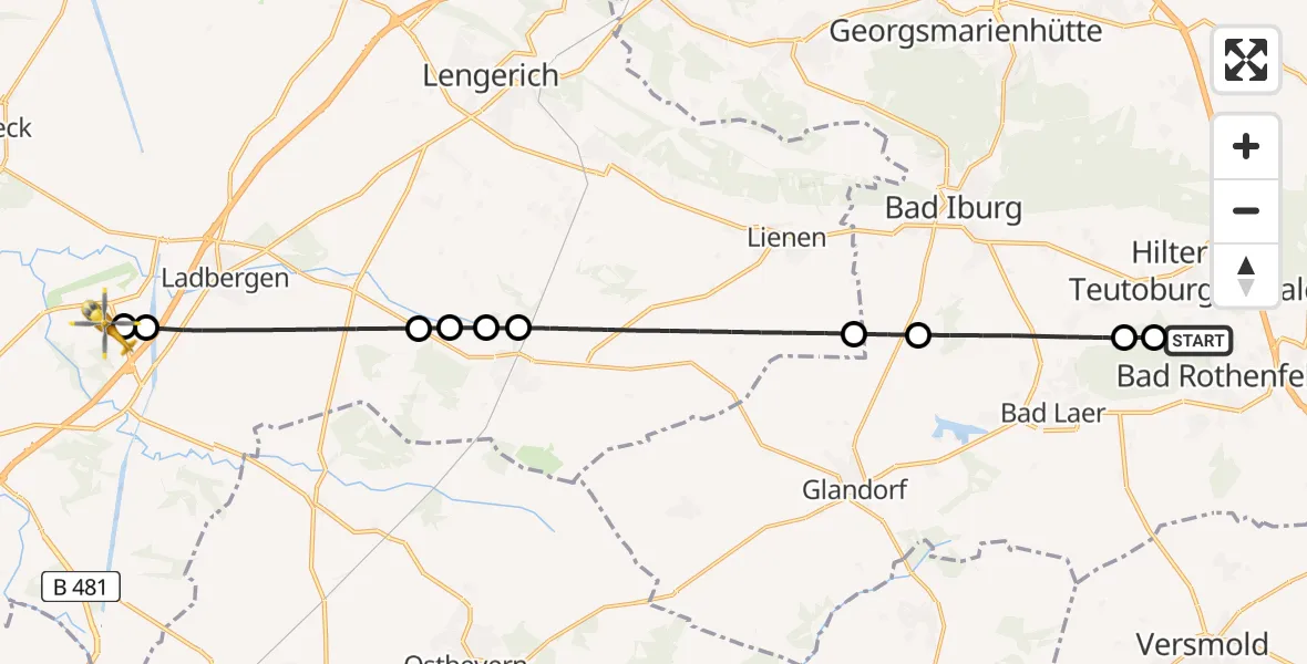 Flugroute Ambulanzhubschrauber Bad Rothenfelde - Christoph  Westfalen-ADAC, 16 Juni 2026, 14:36
