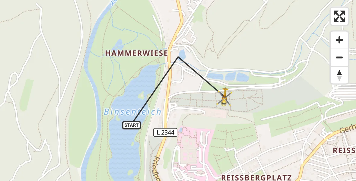 Flugroute Rettungshubschrauber Greiz - Greiz, 16 Juni 2026, 16:34