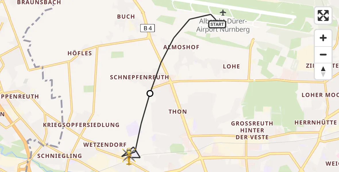 Flugroute Rettungshubschrauber Flughafen Nuremberg - Nürnberg, 16 Juni 2026, 17:15