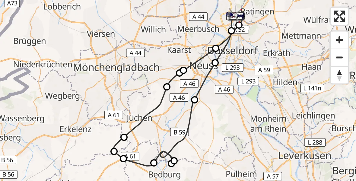 Flugroute Polizeihubschrauber Düsseldorf Flughafen - Düsseldorf Flughafen, 16 Juni 2026, 17:39